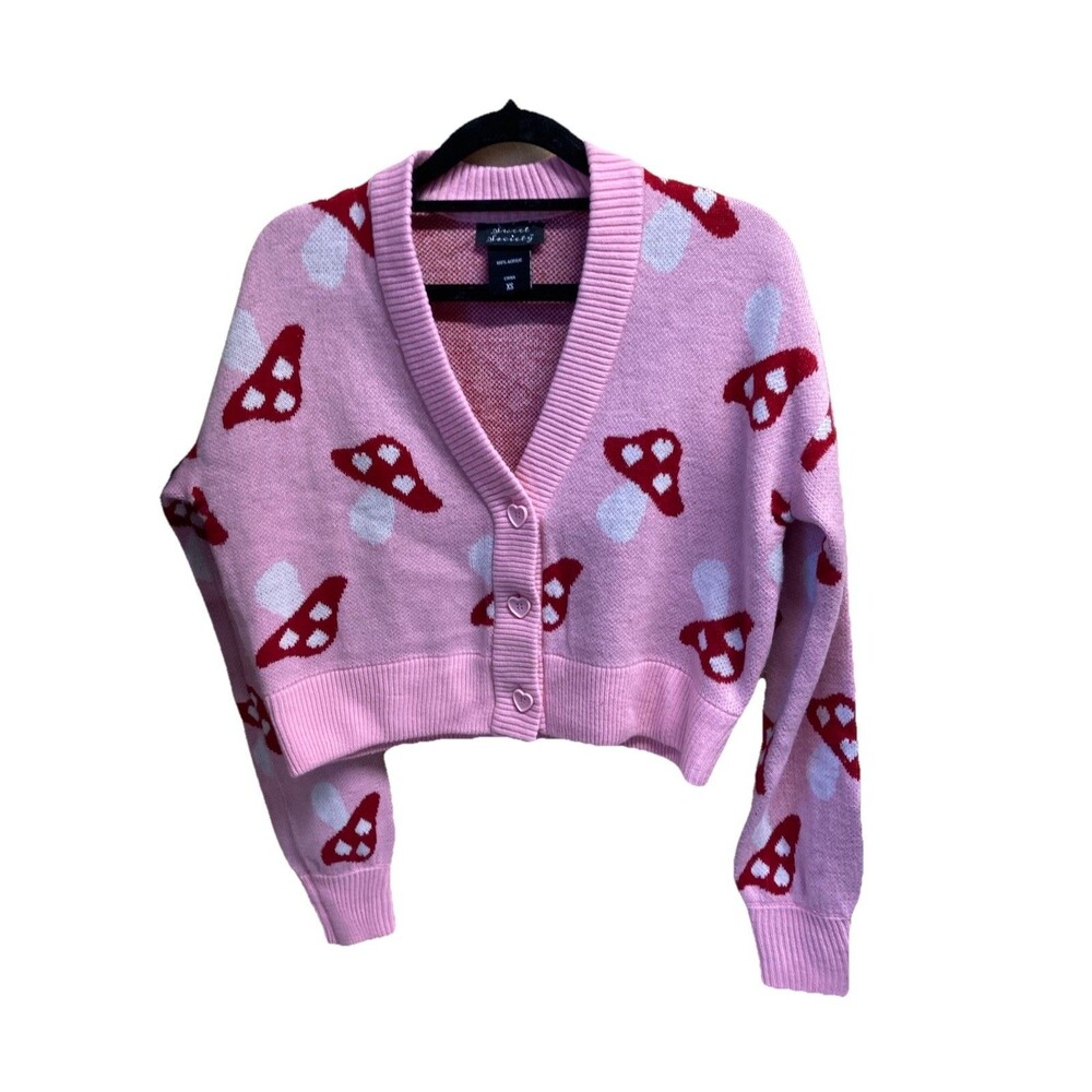 Sweet Society Hot Topic Mushroom Toadstool Print Cardigan Sweater - XSmall
